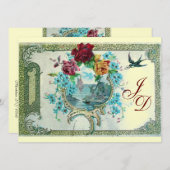 ROMANTİCA 3 MONOGRAMM Gold - Metallpapier 2 Einladung (Vorne/Hinten)