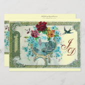 ROMANTİCA 3 MONOGRAMM Gold Metallpapier Einladung (Vorne/Hinten)