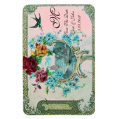 ROMANTİCA 3 MONOGRAMM, Save the Date weiß Magnet (Vertikal)