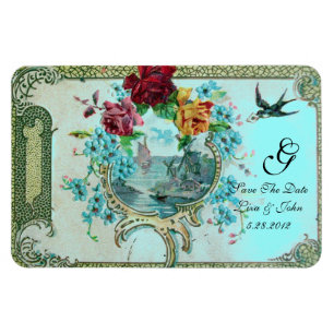 ROMANTİCA 3 MONOGRAMM, Save the Date weiß Magnet