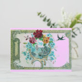 ROMANTICA 3, rosa goldmetallic Save The Date (Stehend Vorderseite)