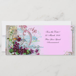 ROMANTICA  4 MONOGRAM , Rosa Einladung