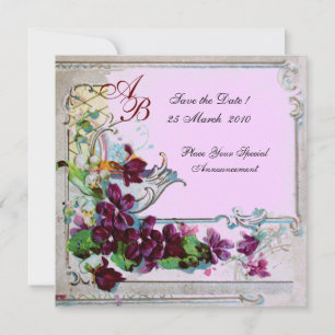 ROMANTICA 4 MONOGRAMM, lila rosa mit Save The Date
