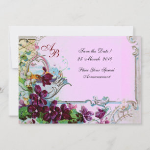 ROMANTICA  4 MONOGRAMM , Rosa Einladung