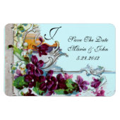 ROMANTİCA 4 MONOGRAMM, Save the Date, grün, blau Magnet (Horizontal)