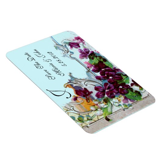 ROMANTİCA 4 MONOGRAMM, Save the Date, grün, blau Magnet (Rechte Seite)