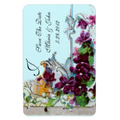 ROMANTİCA 4 MONOGRAMM, Save the Date, grün, blau Magnet (Vertikal)