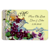 ROMANTİCA 4 MONOGRAMM, Save the Date, grün, gelb Magnet (Horizontal)