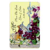 ROMANTİCA 4 MONOGRAMM, Save the Date, grün, gelb Magnet (Vertikal)