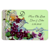 ROMANTİCA 4 MONOGRAMM, Save the Date, grün Magnet (Horizontal)