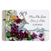 ROMANTİCA 4 MONOGRAMM, Save the Date, grün, weiß Magnet (Horizontal)