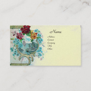 ROMANTICA Antike Blumen Rosen, Florale Creme Perle Visitenkarte