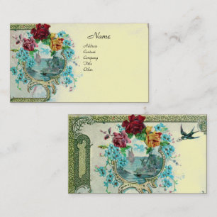 ROMANTICA Antike Blumen Rosen, Florales Kraftpapie Visitenkarte