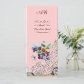 ROMANTİCA Blue Pink Floral Wedding Program Einladung (Stehend Vorderseite)