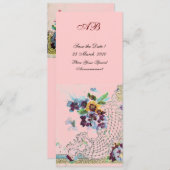 ROMANTİCA Blue Pink Floral Wedding Program Einladung (Vorne/Hinten)