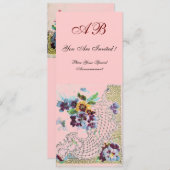 ROMANTİCA Blue Pink Floral Wedding Program Programm (Vorne/Hinten)