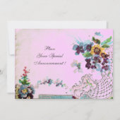 ROMANTİCA Blue Pink Floral Wedgram Einladung (Rückseite)