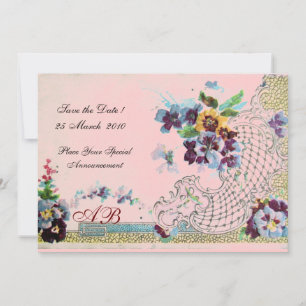 ROMANTİCA Blue Pink Floral Wedgram Einladung