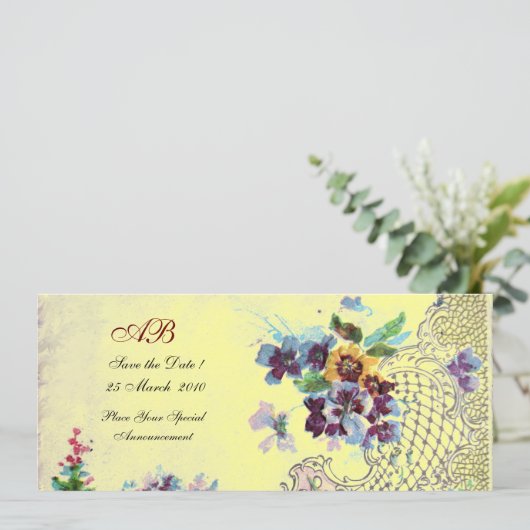 ROMANTİCA Blue Yellow Floral Wedding Program Einladung (Stehend Vorderseite)