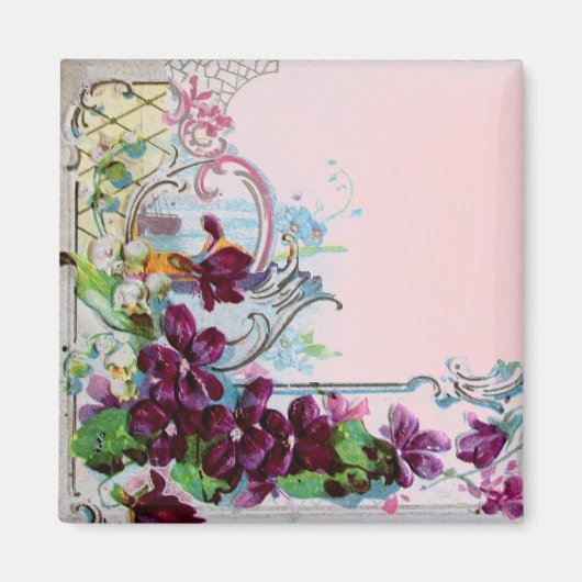 ROMANTICA Blumenbeete Wirbel Lila Stiefmütterchen  Magnet (Vorne)