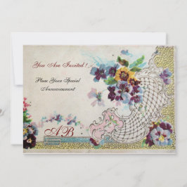 ROMANTICA Blumenblauer Rosa Stiefmütterchen Einladung