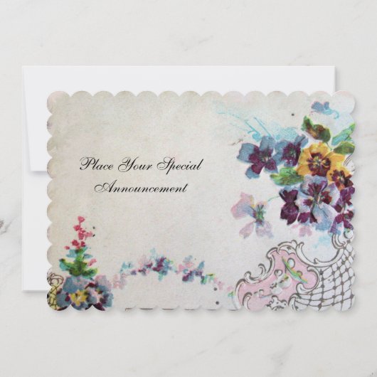 ROMANTICA Blumenblauer Rosa Stiefmütterchen Einladung (Rückseite)