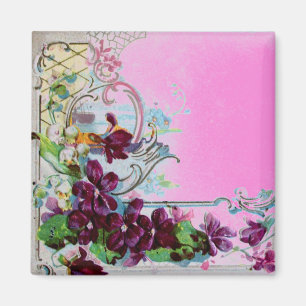 ROMANTICA Blumenschwünge Lila Stiefmütterchen Rosa Magnet