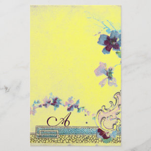 ROMANTİCA Bright Yellow Wedding Floral Monogram Briefpapier
