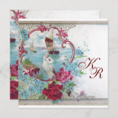 ROMANTİCA ELEGANT FLORAL WEDING MONOGRAM ANKÜNDIGUNG (Vorne/Hinten)