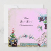 ROMANTICA Floral Blue Pink Lilac Wedding Stiefmütt Einladung (Rückseite)