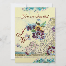 ROMANTICA Floral Blue Pink White Wedgram Einladung