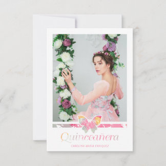 Romántica Foto Quinceañera con Mariposa Español