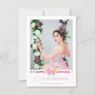Romántica Foto Quinceañera con Mariposa Español