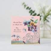 ROMANTICA Lila Blue Pink Hochzeitsfeiern Blau Pin Einladung (Stehend Vorderseite)