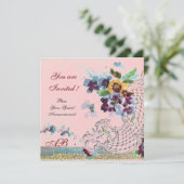 ROMANTICA Lila Blue Pink Hochzeitsfeiern  Blau Pin Einladung (Stehend Vorderseite)