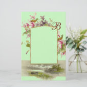 ROMANTİCA MONOGRAM / CYCLAMENS, rosa grün Briefpapier (Stehend Vorderseite)