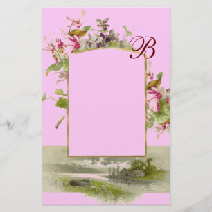 ROMANTİCA MONOGRAM / CYCLAMENS, rosa grün Briefpapier