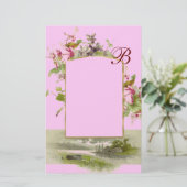 ROMANTİCA MONOGRAM / CYCLAMENS, rosa grün Briefpapier (Stehend Vorderseite)