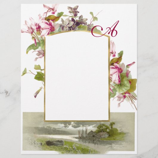 ROMANTİCA MONOGRAM /CYCLAMENS, rosa, grün, creme (Vorderseite)