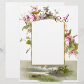 ROMANTİCA MONOGRAM /CYCLAMENS, rosa, grün, creme (Vorne/Hinten)