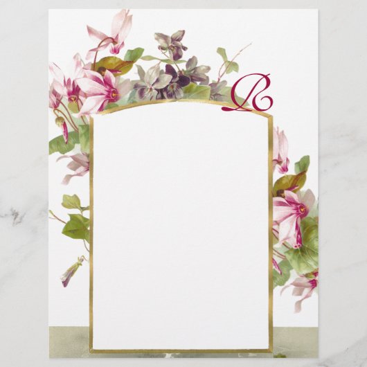 ROMANTİCA MONOGRAM /CYCLAMENS, rosa, grün, weiß (Vorderseite)
