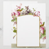ROMANTİCA MONOGRAM /CYCLAMENS, rosa, grün, weiß (Vorne/Hinten)