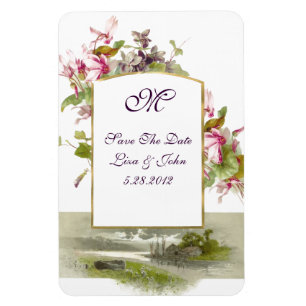 ROMANTİCA MONOGRAM/CYCLAMENS, Save the Date, weiß Magnet