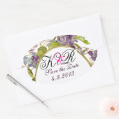 ROMANTİCA MONOGRAM / LILA VIOLETTEN SAVE THE DATE OVALER AUFKLEBER (Umschlag)