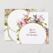 ROMANTİCA MONOGRAM, PINK CYCLAMENS, Blumenstrauß Einladung (Vorne/Hinten)