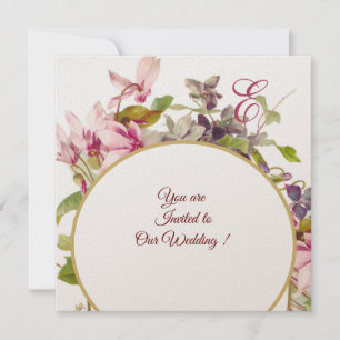 ROMANTİCA MONOGRAM, PINK CYCLAMENS, Blumenstrauß Einladung