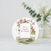 ROMANTİCA MONOGRAM, PINK CYCLAMENS, Blumenstrauß Einladung (Stehend Vorderseite)