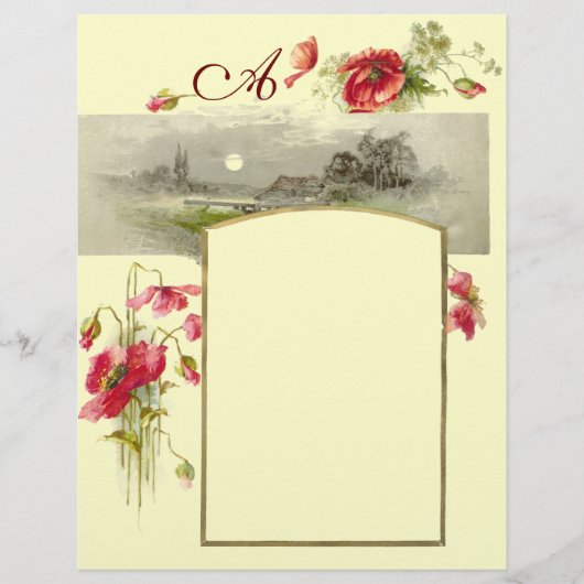 ROMANTİCA MONOGRAM / POPPIEN, rot, grün, creme (Vorderseite)