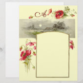 ROMANTİCA MONOGRAM / POPPIEN, rot, grün, creme (Vorne/Hinten)