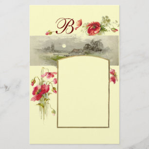 ROMANTİCA MONOGRAM / POPPIEN, rot, grün, creme Briefpapier